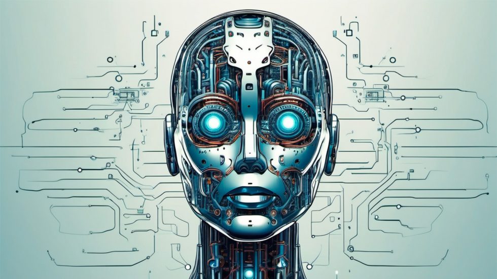 immagine che raffigura un volto robotico stilizzato