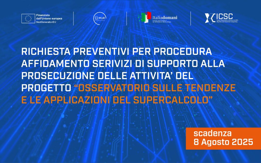 AVVISO PER AFFIDAMENTO SERVIZI PROSECUZIONE OSSERVATORIO SULLE TENDENZE E LE APPLICAZIONI DEL SUPERCALCOLO